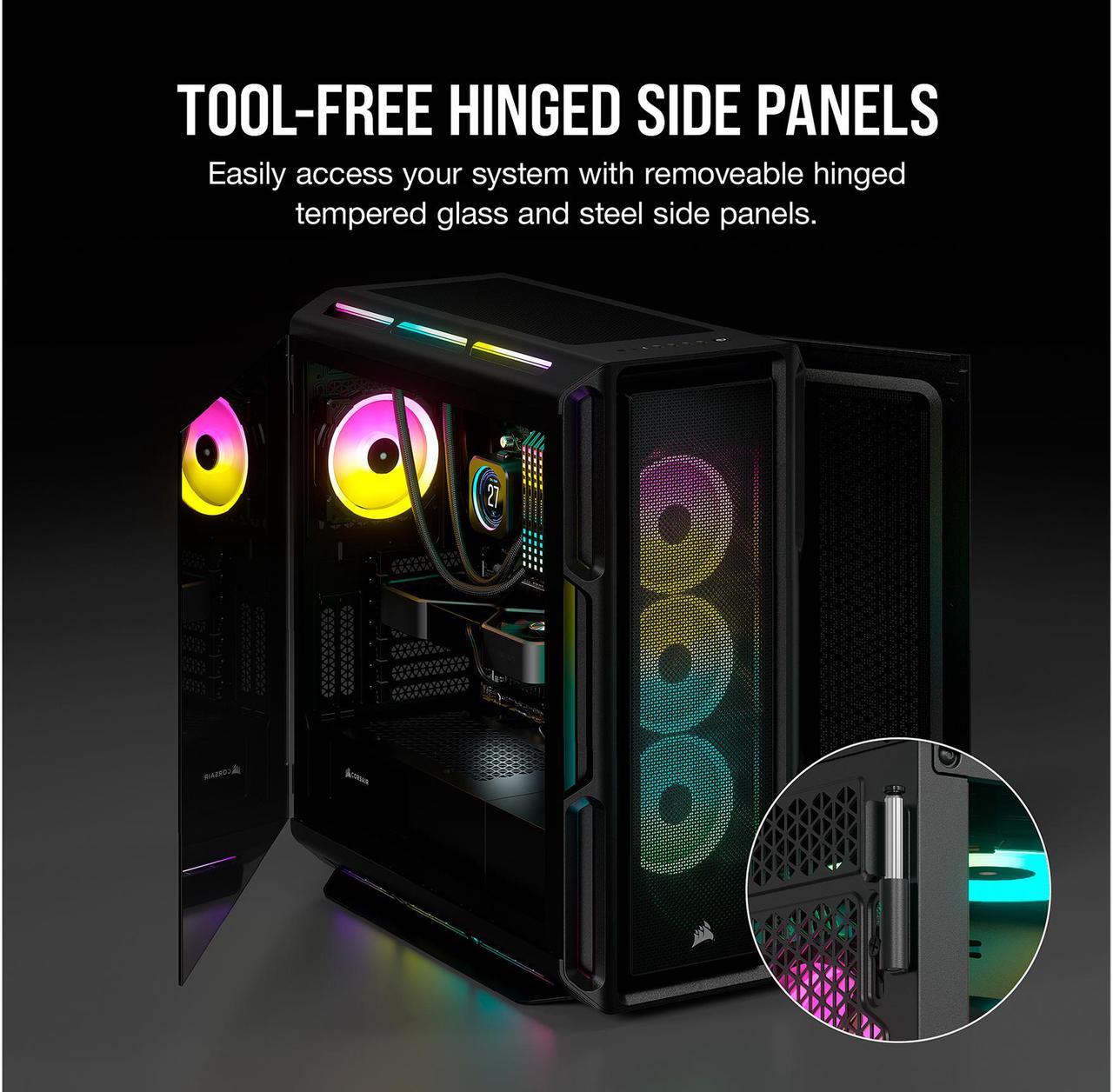 Alt view image 9 of 10 - Corsair iCUE 5000T RGB CC-9011230-WW Black Steel / Plastic / Tempered Glass ATX Mid Tower Computer Case