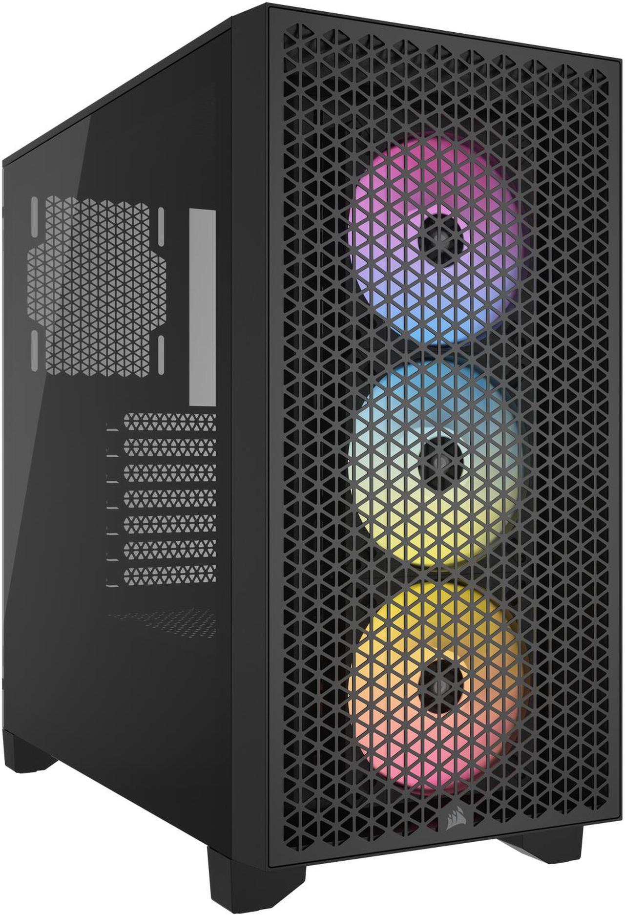 CORSAIR 3000D RGB AIRFLOW Mid-Tower PC Case - Black - 3x AR120 RGB Fans - Four-Slot GPU Support - Fits up to 8x 120mm fans - High-airflow Design