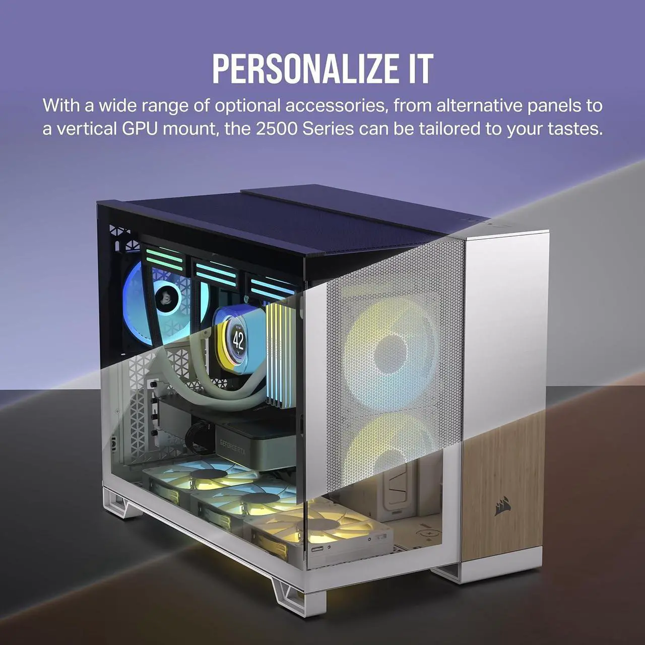 Alt view image 7 of 8 - CORSAIR 2500D AIRFLOW Micro ATX Dual Chamber PC Case – White – Fully Mesh Front, Side, and Roof Panels – Fits up to 11x 120mm fans – 4x AIO Radiator Mounting Positions