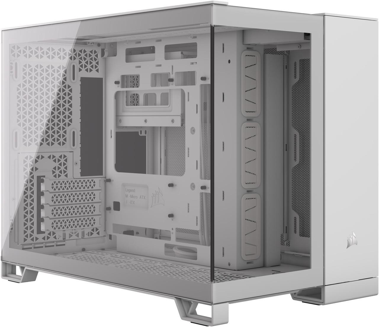 CORSAIR 2500X Micro ATX Dual Chamber PC Case –White – Tempered Glass Front Panels – Fits up to 9x 120mm fans – 3x Radiator Mounting Positions – Highly Customizable