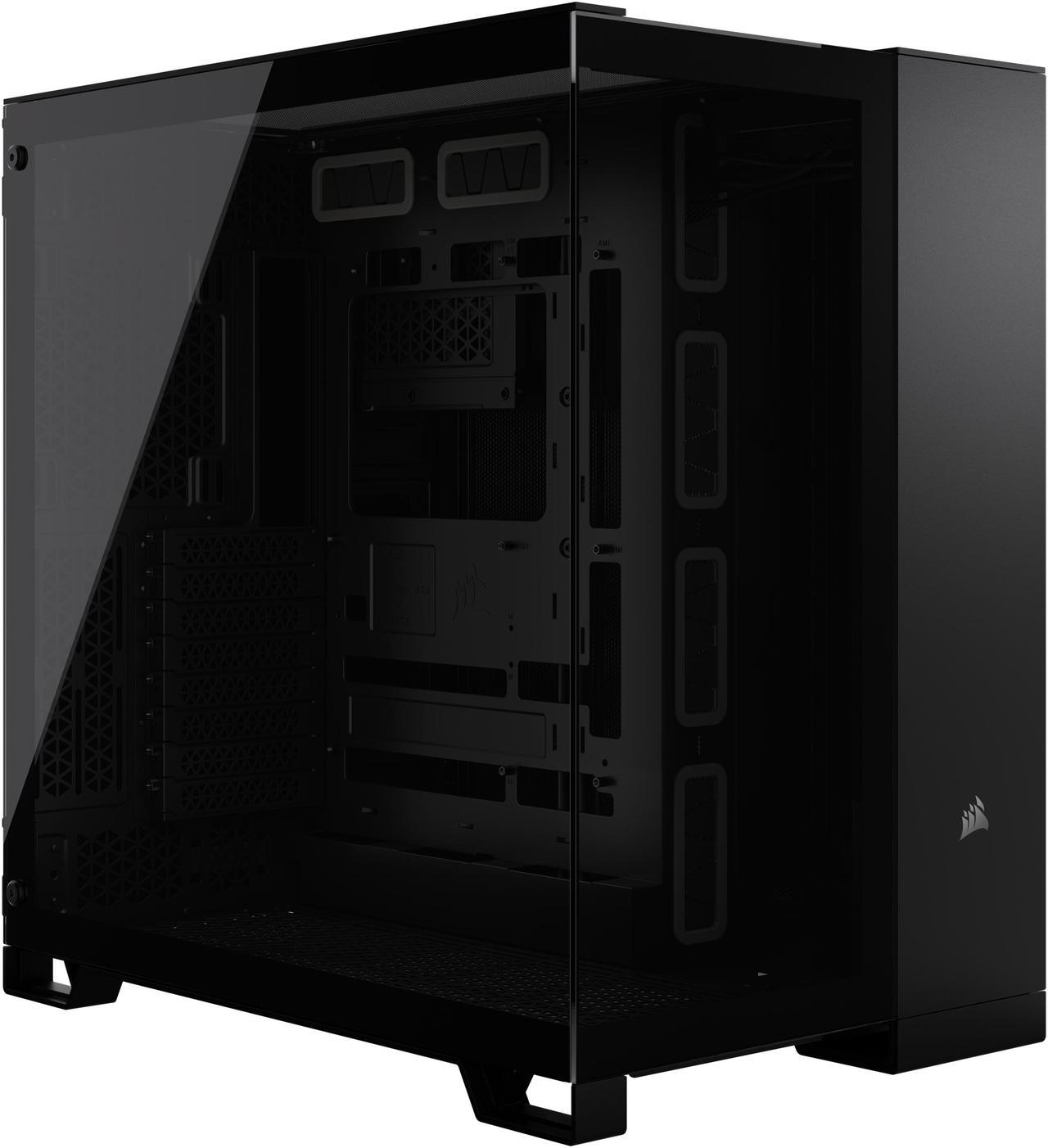 CORSAIR 6500X Mid-Tower Dual Chamber PC Case – Unobstructed view with wraparound front and side glass panels – Fits up to 10x 120mm fans – 4x Radiator Mounting Positions