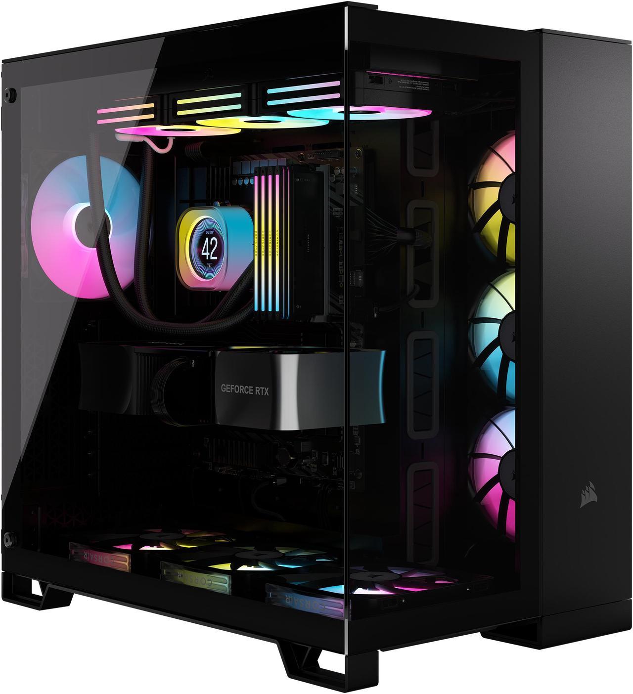 CORSAIR iCUE LINK 6500X RGB Mid-Tower Dual Chamber PC Case – Black -Two Tempered Glass Panels – 3x RX120 RGB  Fans Included