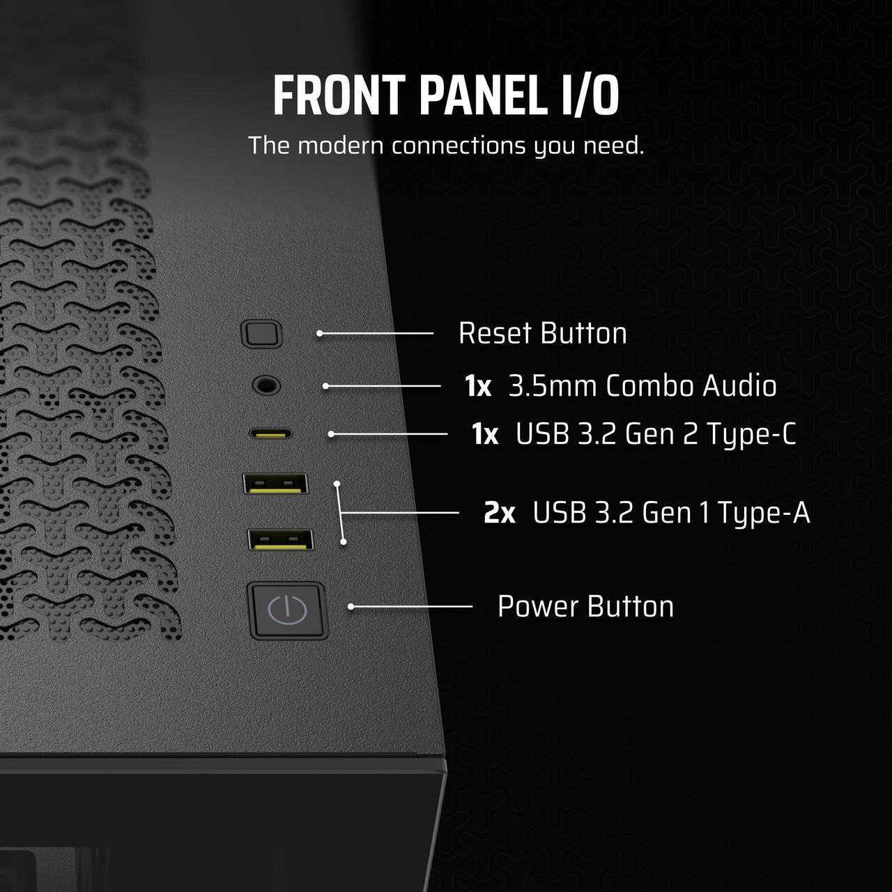 Alt view image 5 of 20 - CORSAIR 3500X Tempered Glass Mid-Tower PC Case, Black – No Fans Included - Reverse Connection Motherboard Compatible – Fits up to 10x 120mm Fans – Up to 2x 360mm Radiators