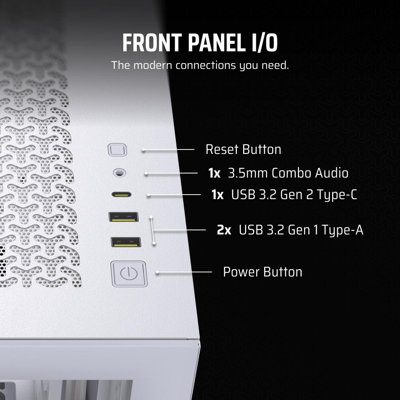 Alt view image 5 of 20 - CORSAIR 3500X Tempered Glass Mid-Tower PC Case, White – No Fans Included - Reverse Connection Motherboard Compatible – Fits up to 10x 120mm Fans – Up to 2x 360mm Radiators