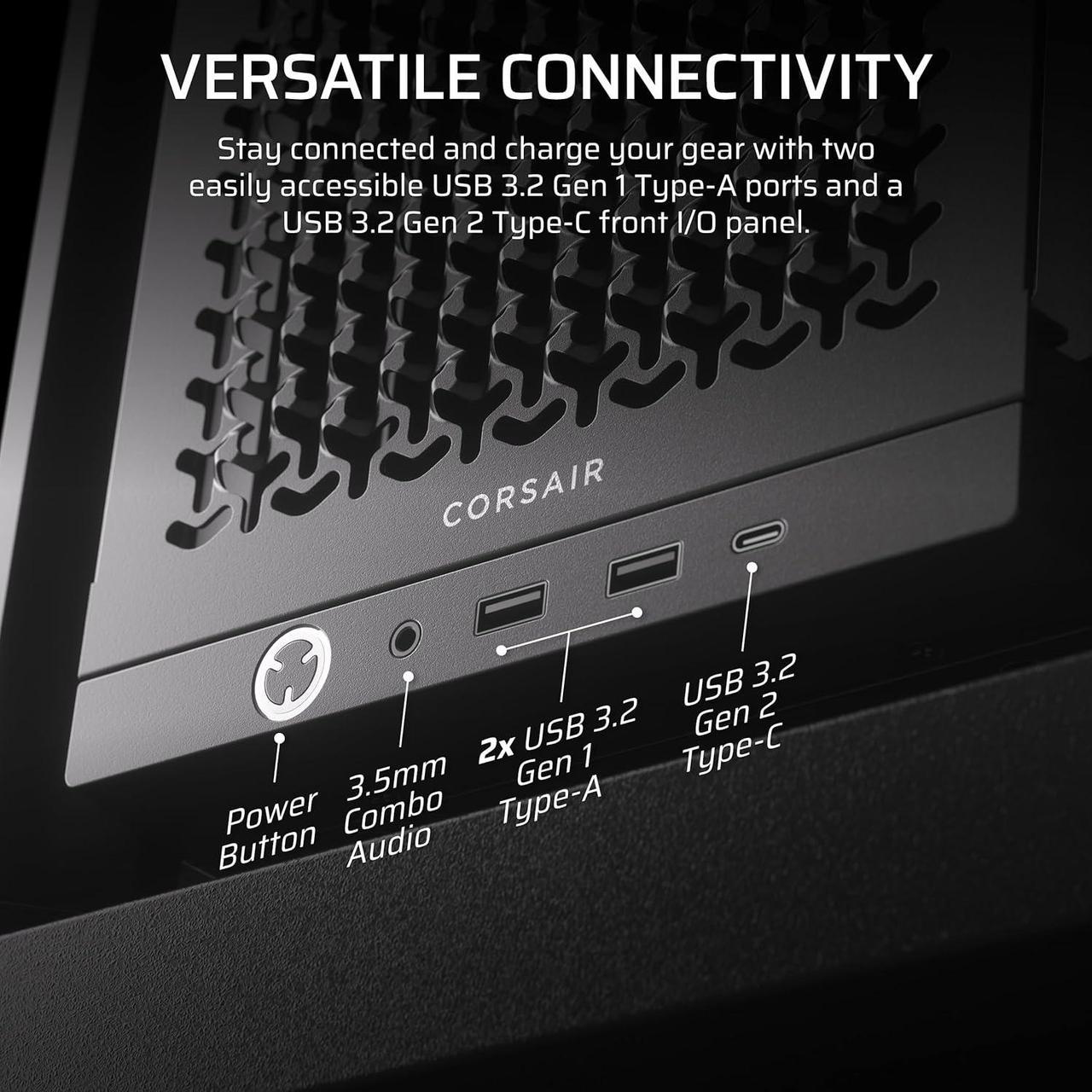 Alt view image 9 of 10 - Corsair Frame 4000D Black Steel / Tempered Glass ATX Mid Tower Computer Case