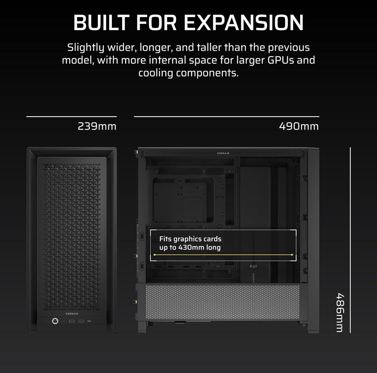 Alt view image 11 of 10 - Corsair Frame 4000D Black Steel / Tempered Glass ATX Mid Tower Computer Case