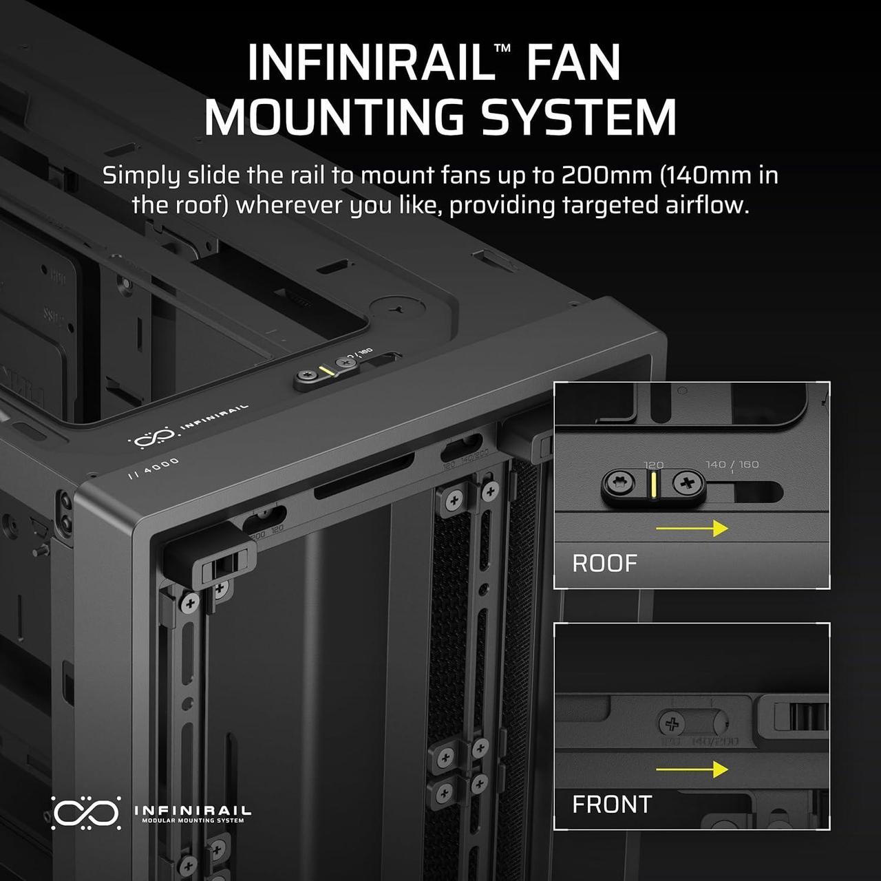 Alt view image 7 of 10 - Corsair Frame 4000D Black Steel / Tempered Glass ATX Mid Tower Computer Case