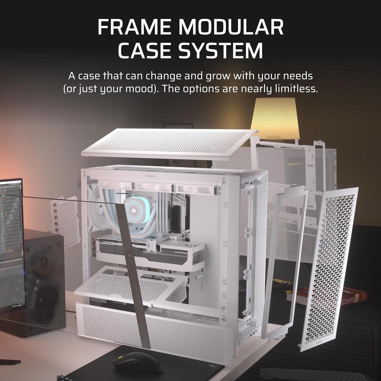Alt view image 5 of 10 - Corsair Frame 4000D White Steel / Tempered Glass ATX Mid Tower Computer Case