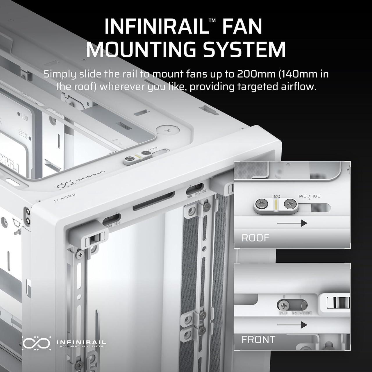 Alt view image 7 of 10 - Corsair Frame 4000D White Steel / Tempered Glass ATX Mid Tower Computer Case