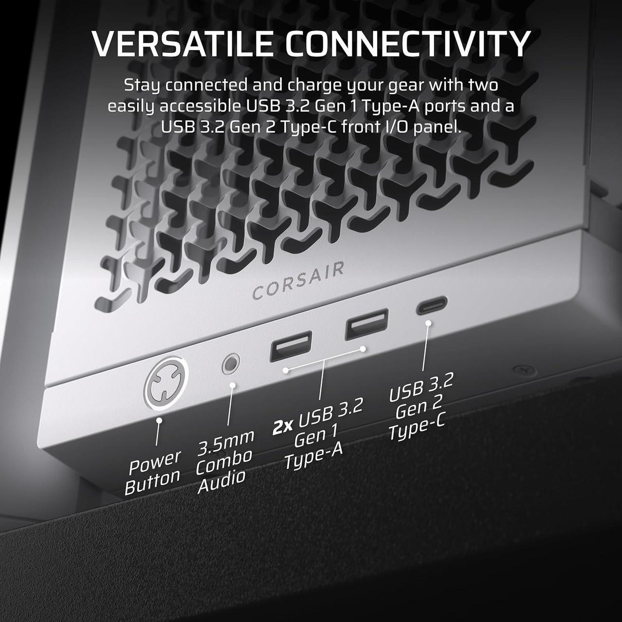 Alt view image 9 of 10 - Corsair Frame 4000D White Steel / Tempered Glass ATX Mid Tower Computer Case