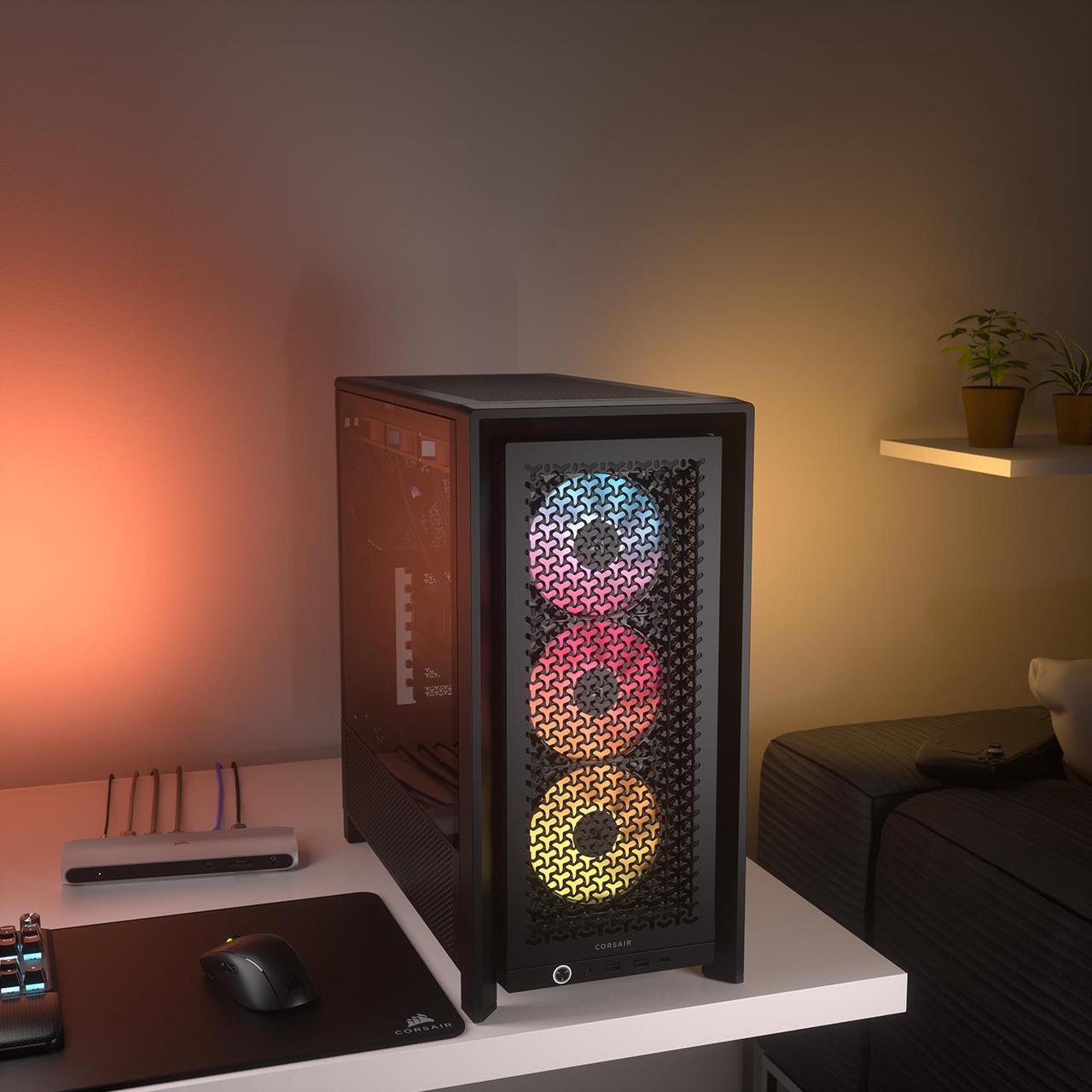Alt view image 7 of 13 - Corsair FRAME 4000D RS ARGB Black Steel / Tempered Glass ATX Mid Tower Computer Case