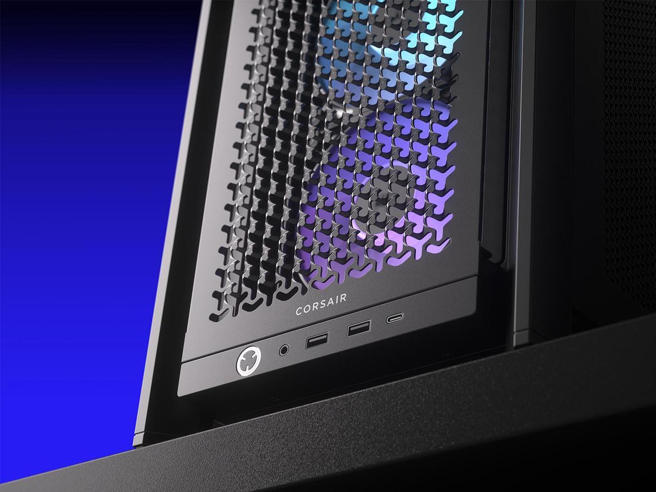 Alt view image 6 of 13 - Corsair FRAME 4000D RS ARGB Black Steel / Tempered Glass ATX Mid Tower Computer Case