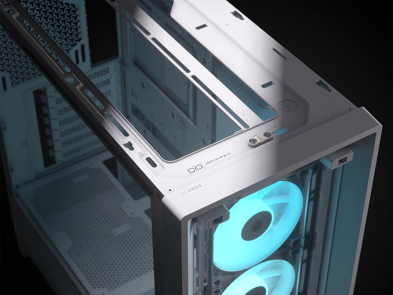 Alt view image 5 of 13 - Corsair FRAME 4000D RS ARGB White Steel / Tempered Glass ATX Mid Tower Computer Case