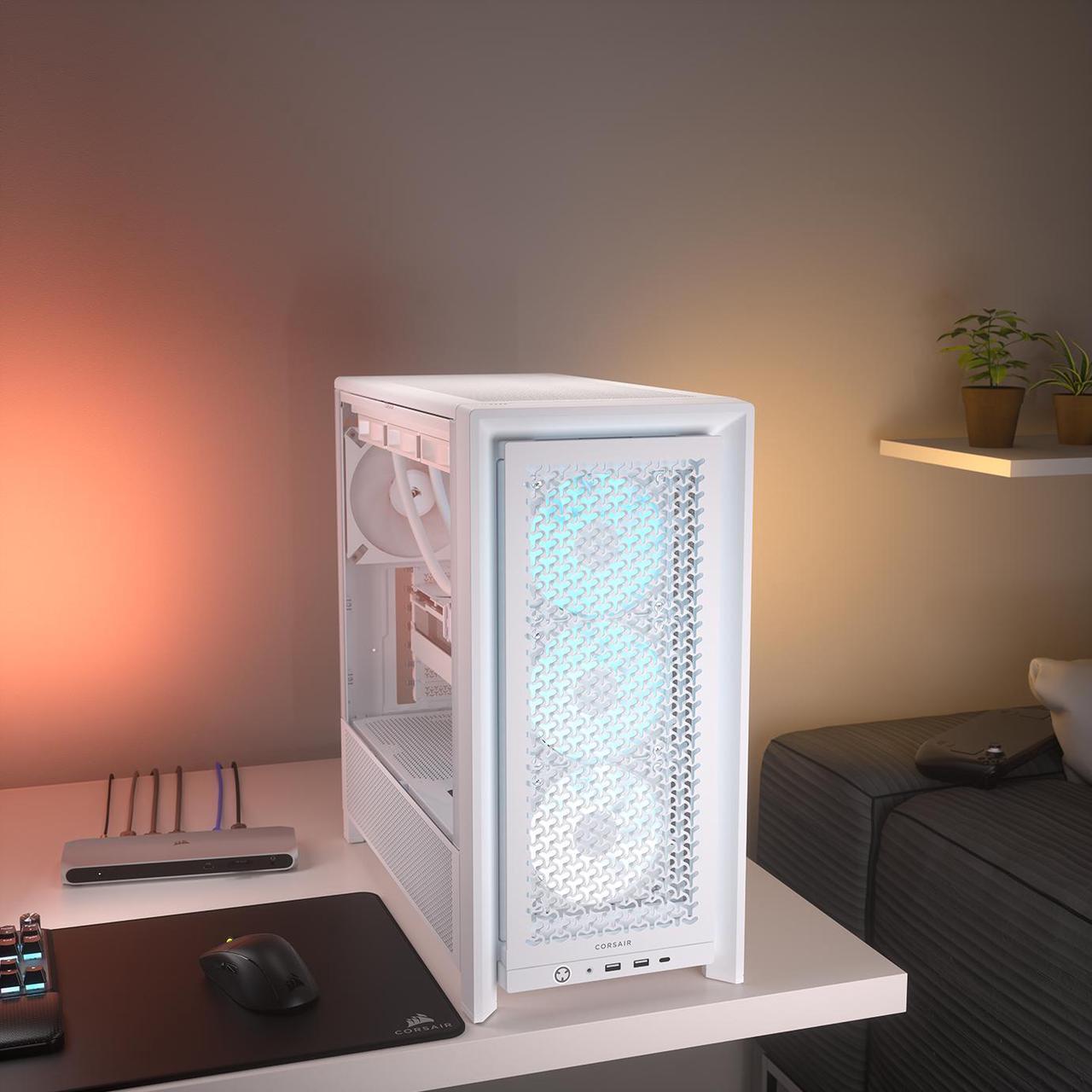 Alt view image 7 of 13 - Corsair FRAME 4000D RS ARGB White Steel / Tempered Glass ATX Mid Tower Computer Case