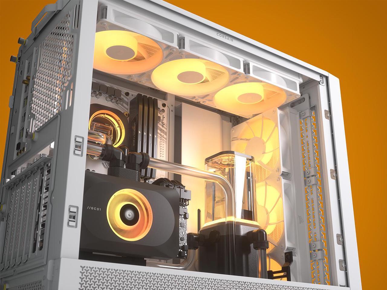 Alt view image 3 of 13 - Corsair FRAME 4000D RS ARGB White Steel / Tempered Glass ATX Mid Tower Computer Case