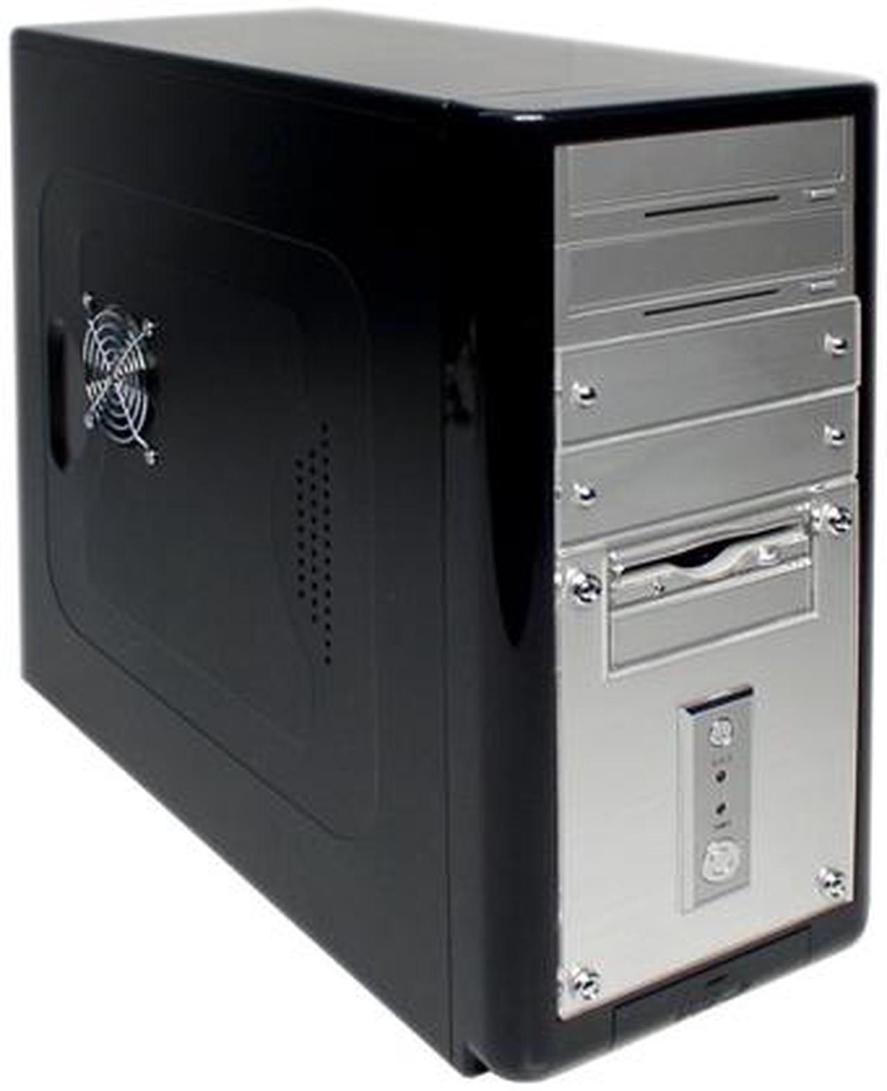 APEVIA Turbo Case ATXB2KL-BK/350 Black/Silver Steel ATX Mid Tower Computer Case ATX 350W for AMD/Intel Power Supply