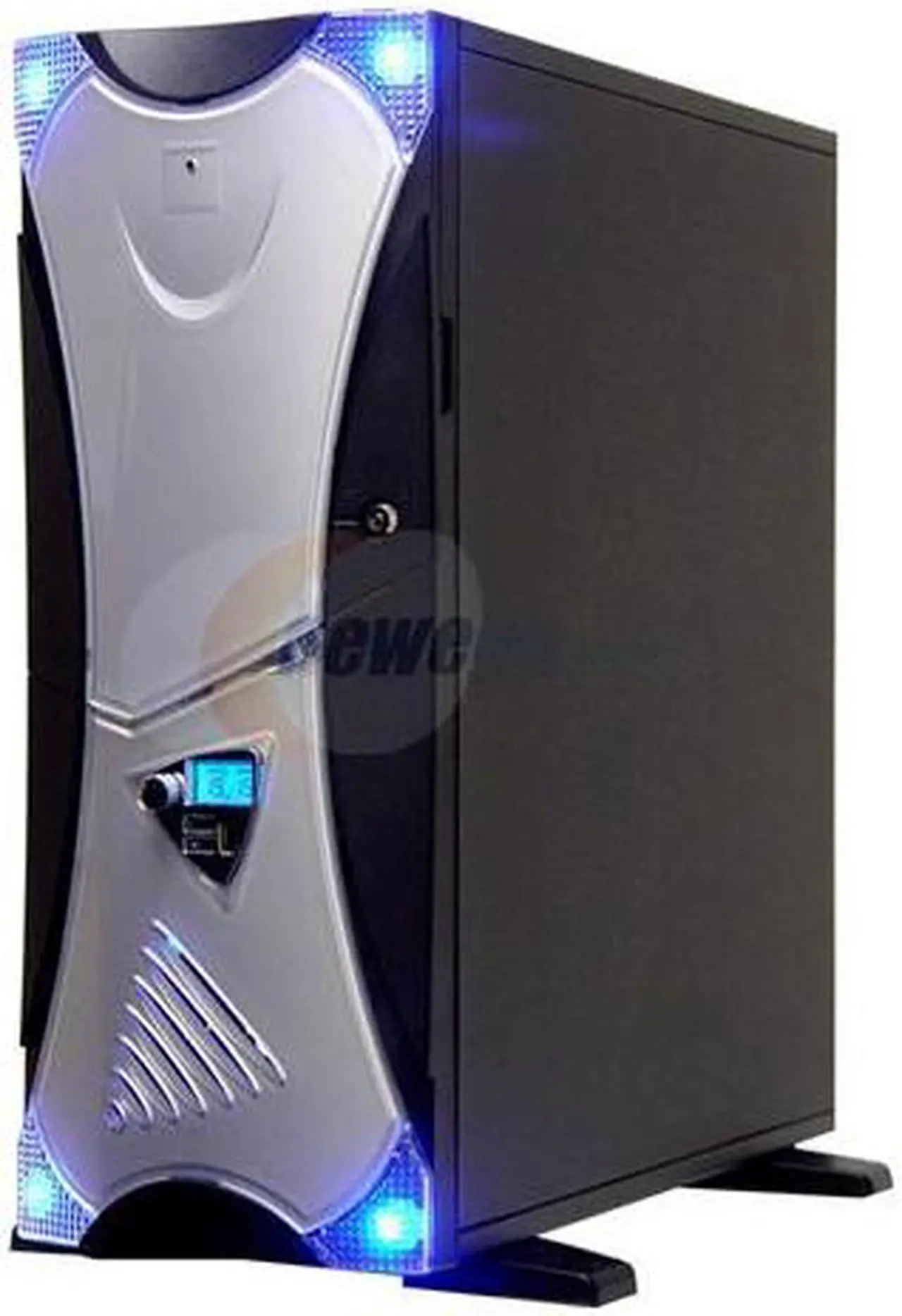 Alt view image 2 of 18 - APEVIA X-Navigator ATXA9NW-AL/500 Black/ Silver Steel ATX Mid Tower Computer Case 500W Power Supply