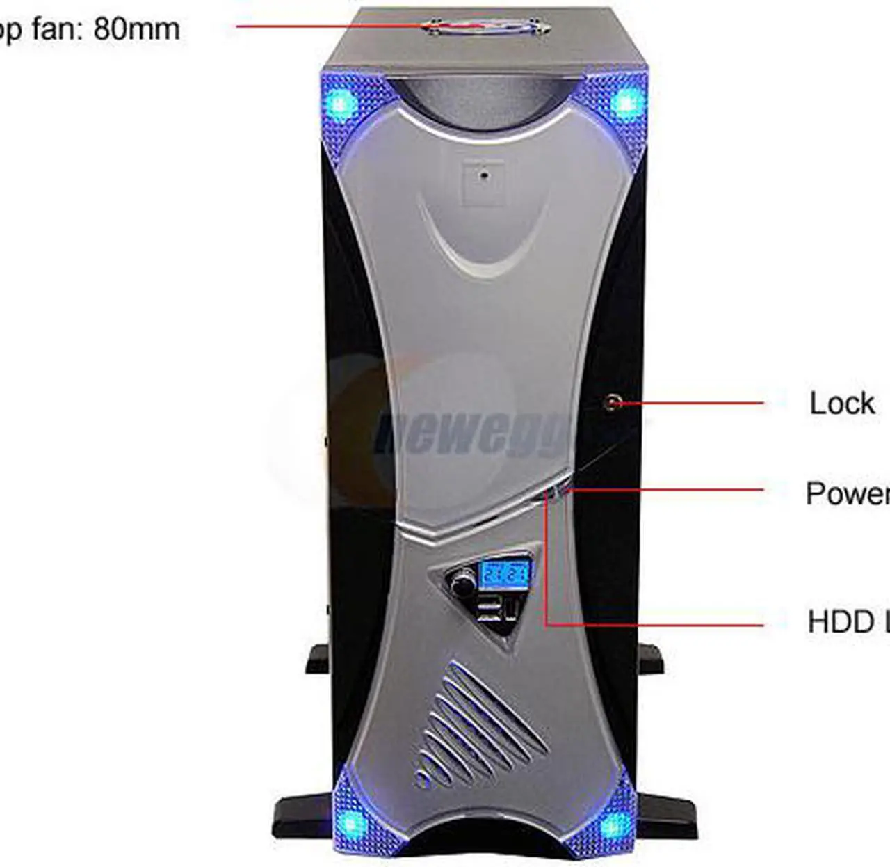 Alt view image 3 of 18 - APEVIA X-Navigator ATXA9NW-AL/500 Black/ Silver Steel ATX Mid Tower Computer Case 500W Power Supply