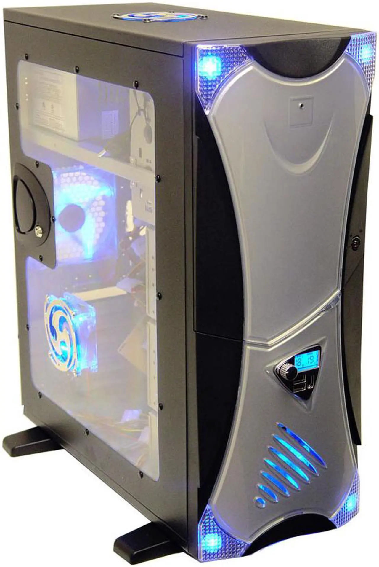 Alt view image 4 of 18 - APEVIA X-Navigator ATXA9NW-AL/500 Black/ Silver Steel ATX Mid Tower Computer Case 500W Power Supply