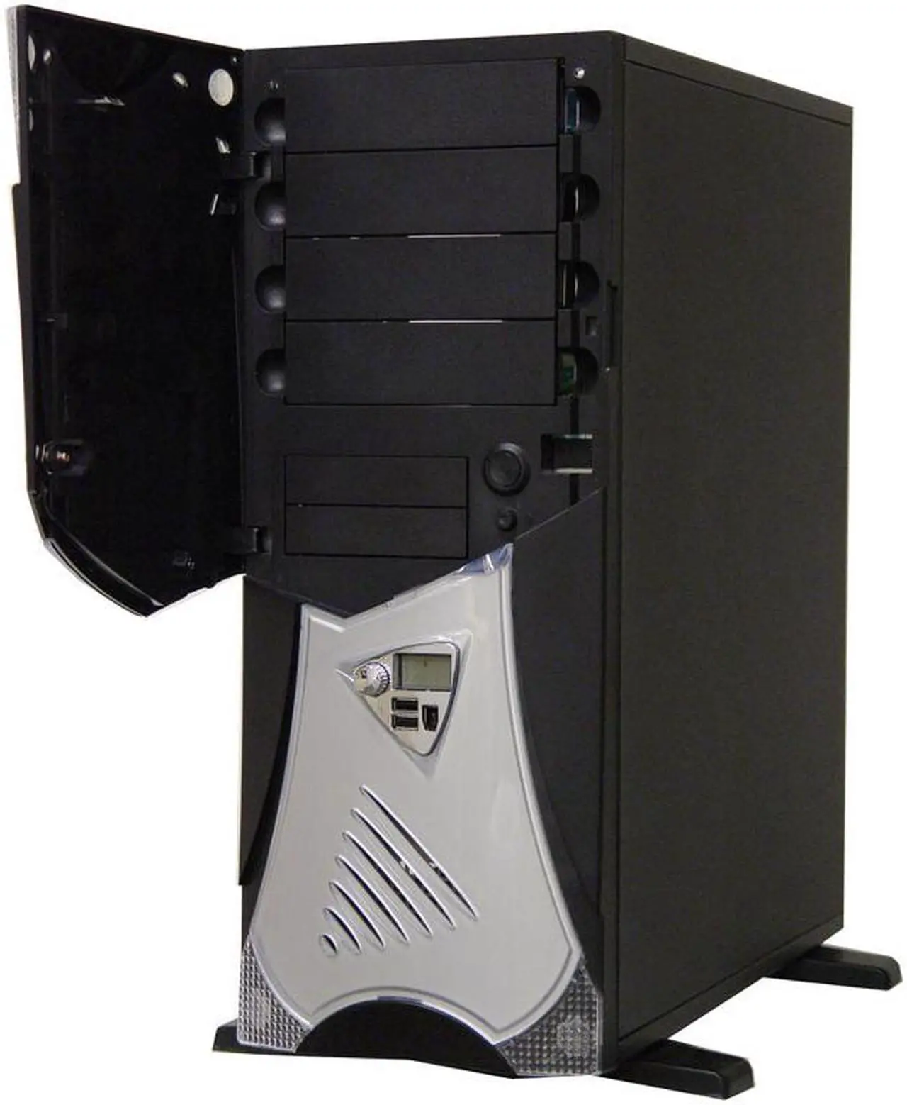 Alt view image 5 of 18 - APEVIA X-Navigator ATXA9NW-AL/500 Black/ Silver Steel ATX Mid Tower Computer Case 500W Power Supply