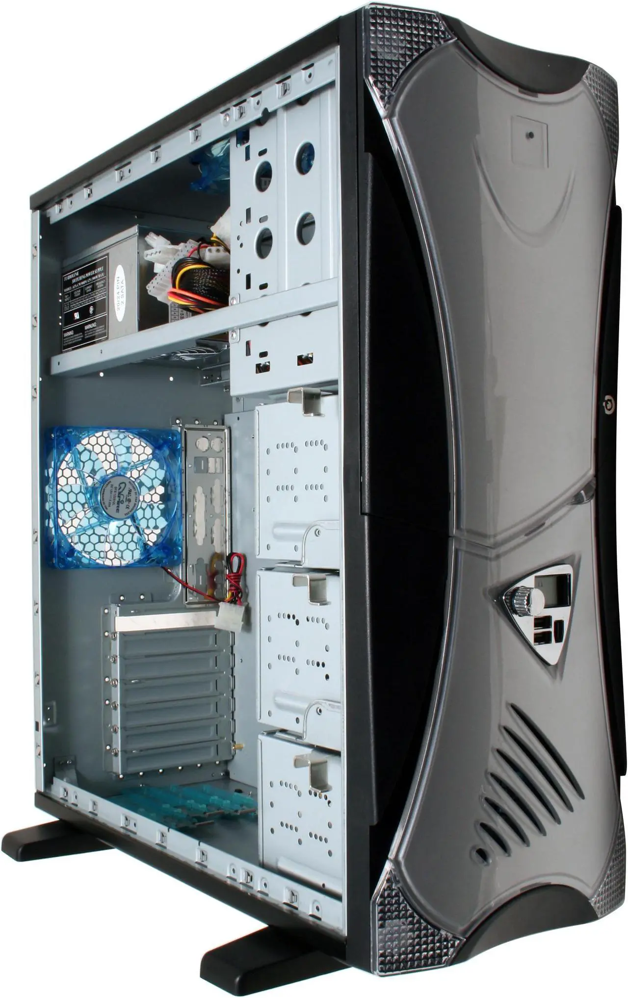 Alt view image 13 of 18 - APEVIA X-Navigator ATXA9NW-AL/500 Black/ Silver Steel ATX Mid Tower Computer Case 500W Power Supply