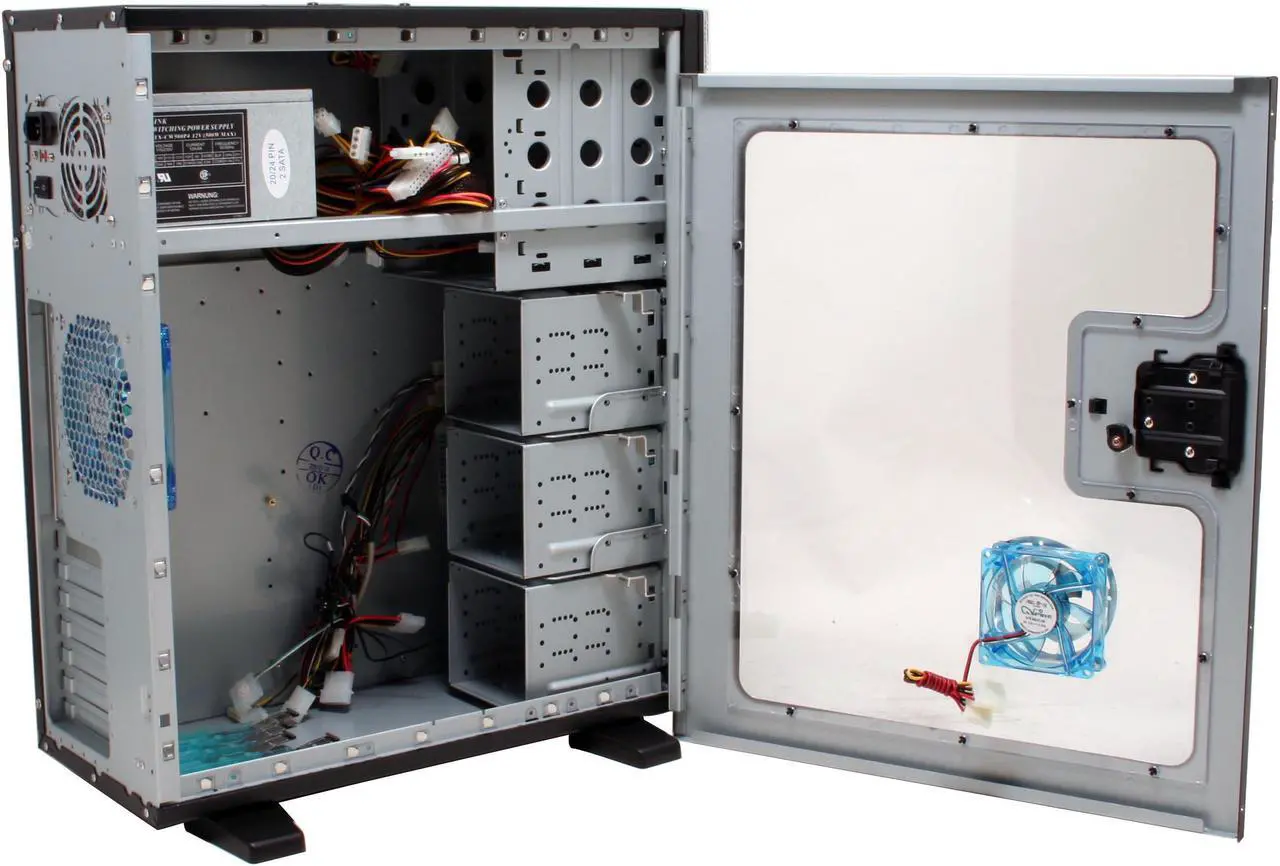 Alt view image 11 of 18 - APEVIA X-Navigator ATXA9NW-AL/500 Black/ Silver Steel ATX Mid Tower Computer Case 500W Power Supply