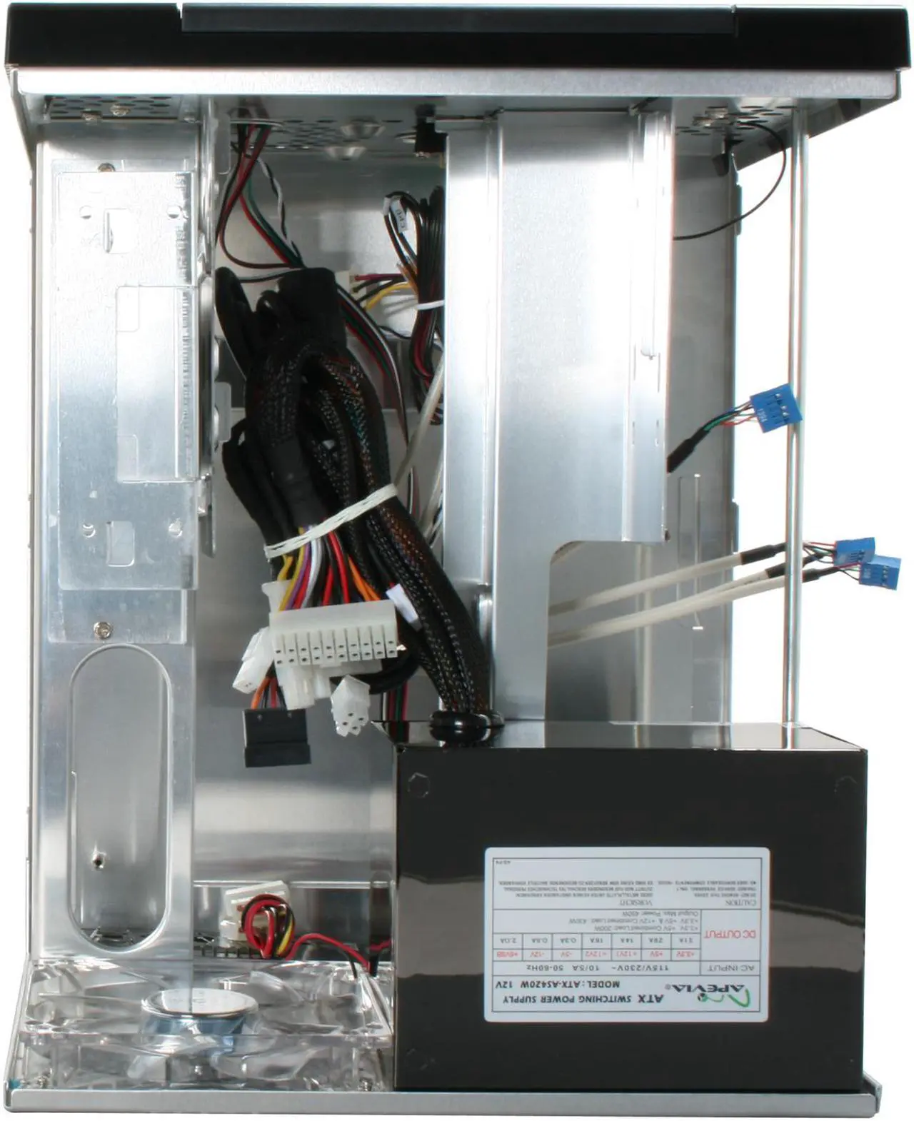 Alt view image 8 of 10 - APEVIA X-QPACK-NW-BK/420 Black Aluminum 1.0 w/ ABS plastic front panel Micro ATX Desktop Computer Case 420W Power Supply
