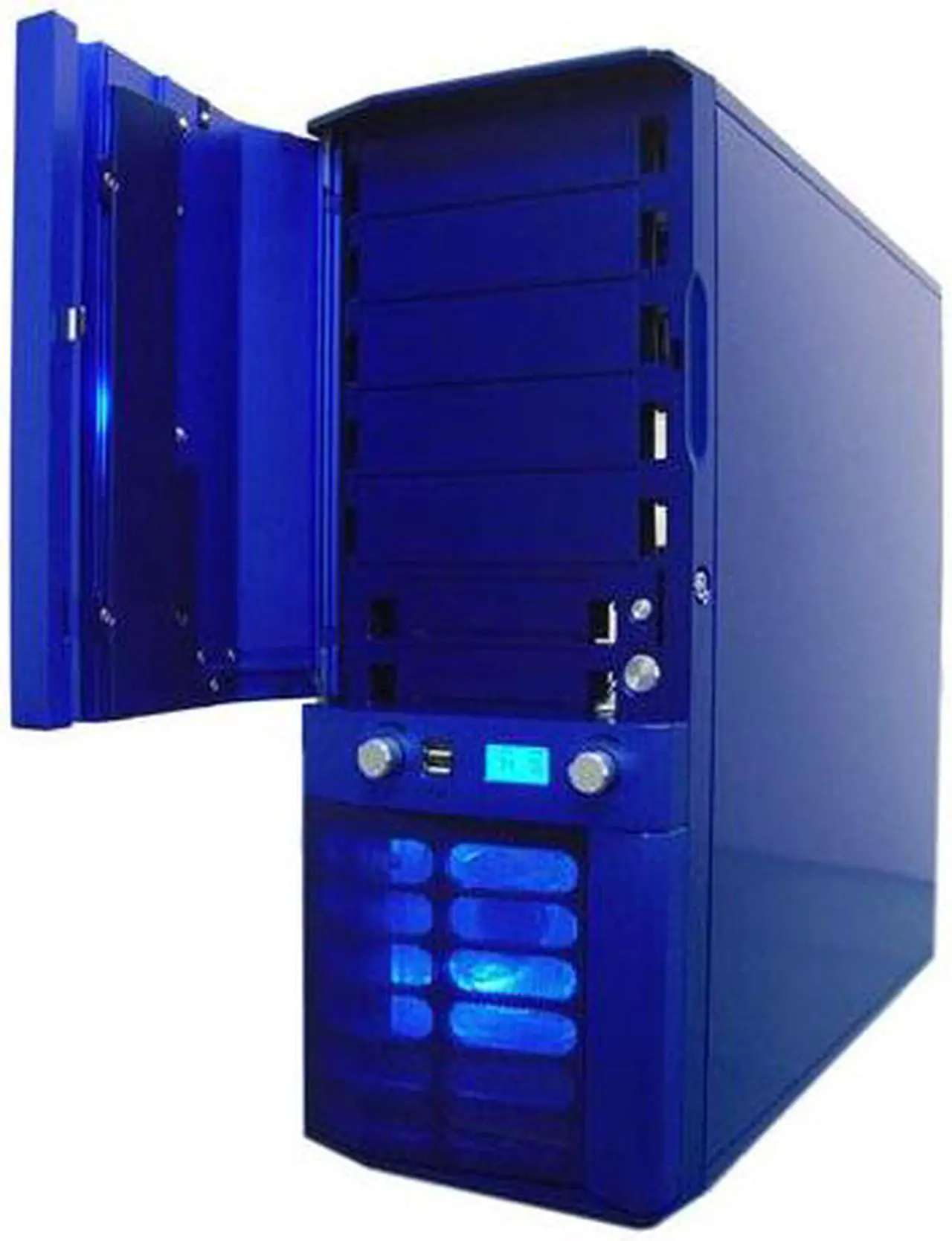 Alt view image 4 of 15 - APEVIA X-JUPITER S-Type X-JUPITERS-BL Blue Aluminum ATX Full Tower Computer Case