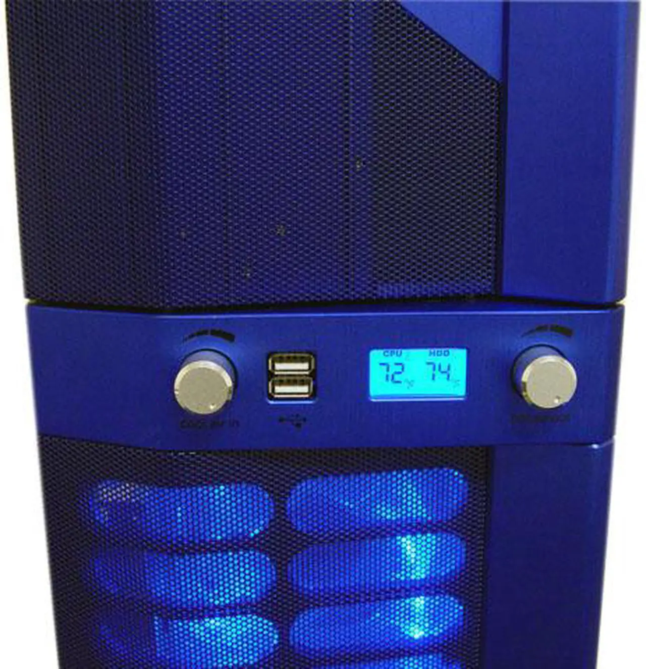 Alt view image 7 of 15 - APEVIA X-JUPITER S-Type X-JUPITERS-BL Blue Aluminum ATX Full Tower Computer Case