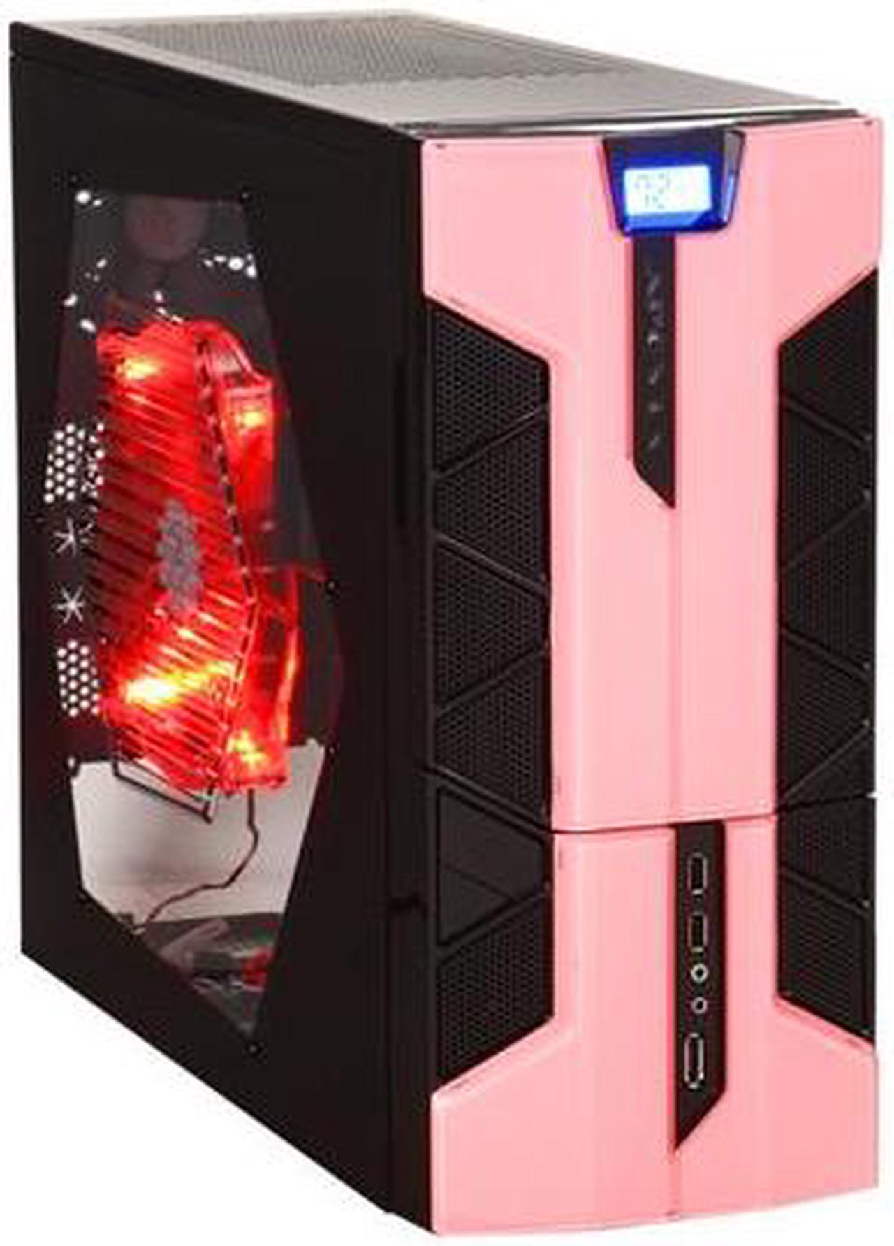 APEVIA X-PLORER2 Series X-PLORER2-PK Black / Pink Steel ATX Mid Tower Computer Case