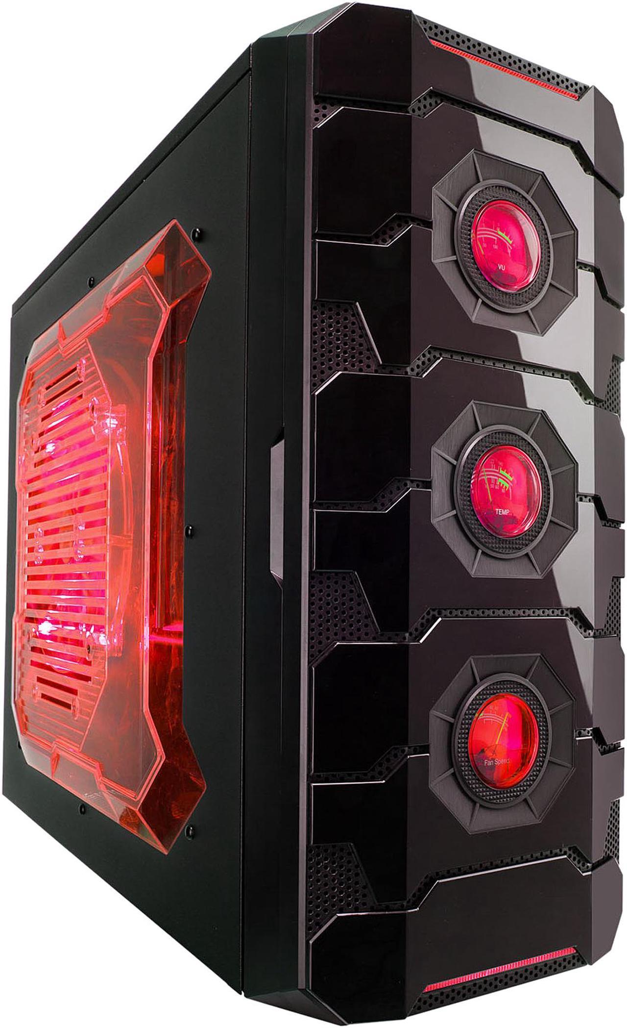 APEVIA X-CRUISER3 X-CRUISER3-RD Black / Red Steel ATX Mid Tower Computer Case w/ Side Window-Red