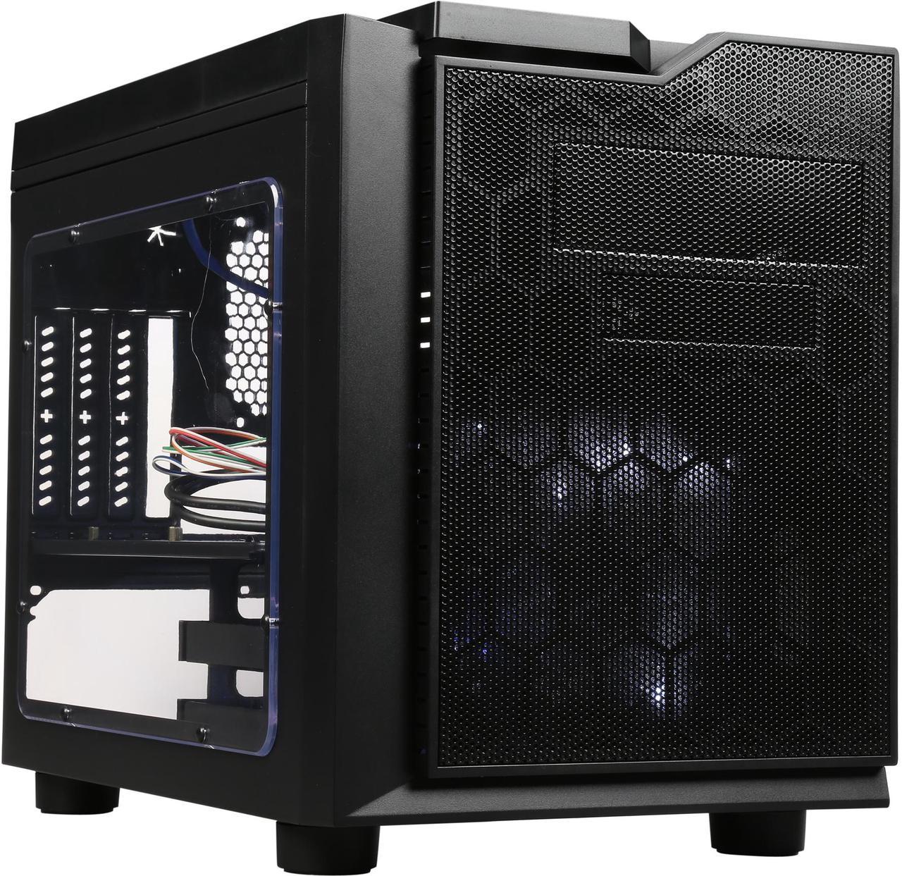 APEVIA X-QPACK3-CL Black Case w/ White LED Fan SECC Black Metal Micro ATX Cube Case Computer Case