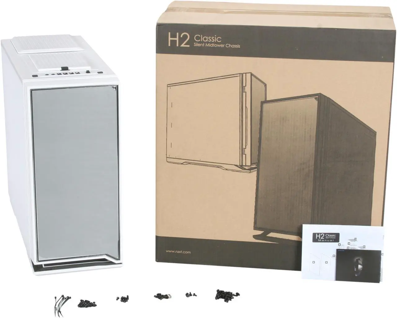 Alt view image 10 of 10 - NZXT H2 H2-001-WT White Steel / Plastic Classic Silent ATX Mid Tower Chassis