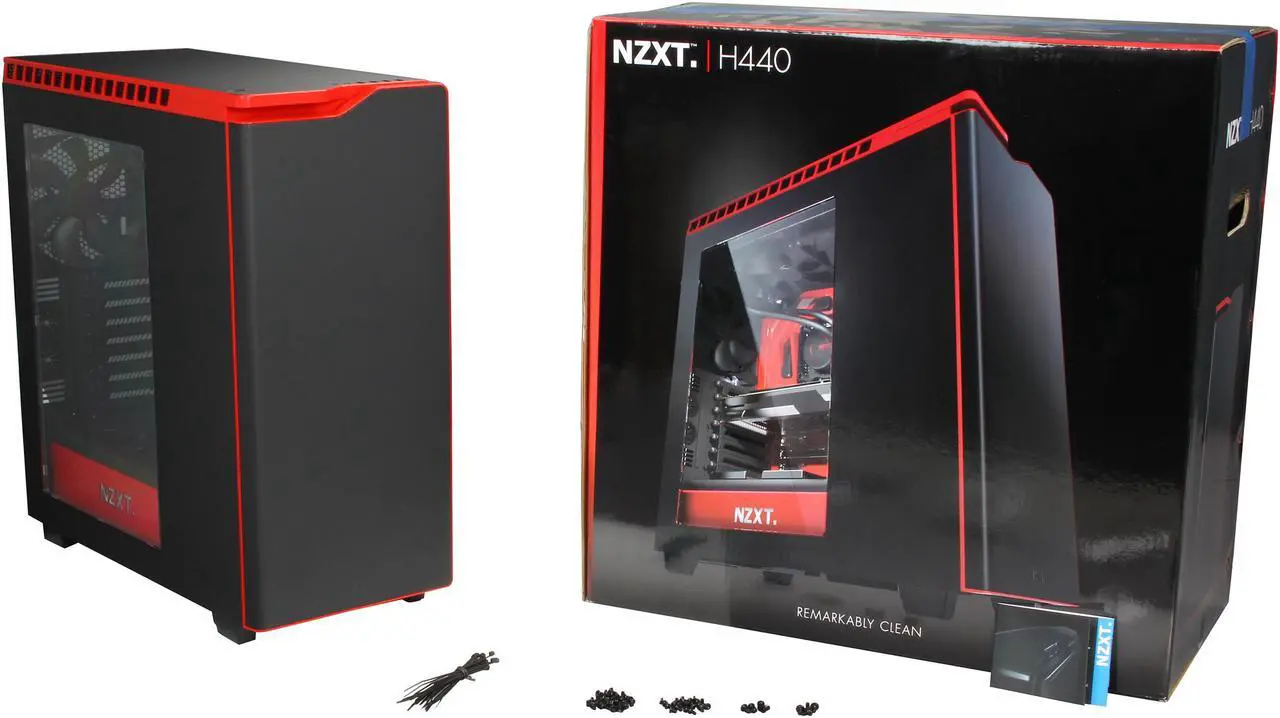 Alt view image 10 of 10 - NZXT RB-CA-H440W-M1 Black / Red Steel / Plastic ATX Mid Tower Computer Case