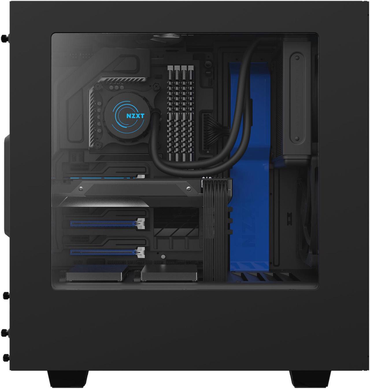 Alt view image 5 of 12 - NZXT S340 Matte Black/Blue Steel ATX Mid Tower Case