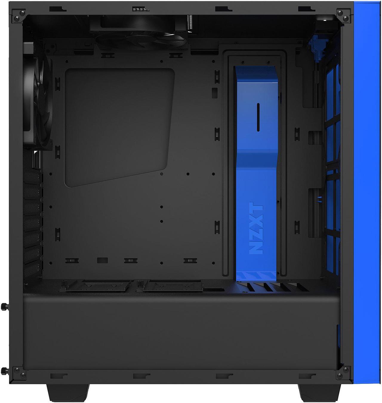 Alt view image 7 of 12 - NZXT S340 Matte Black/Blue Steel ATX Mid Tower Case