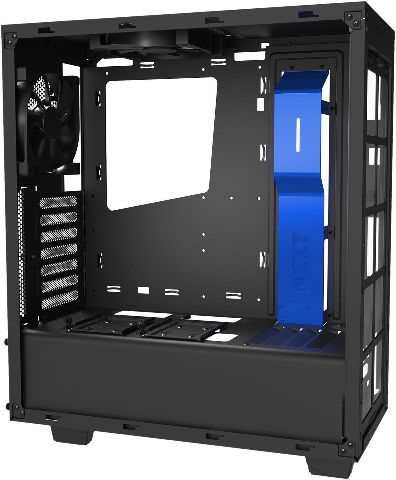 Alt view image 9 of 12 - NZXT S340 Matte Black/Blue Steel ATX Mid Tower Case