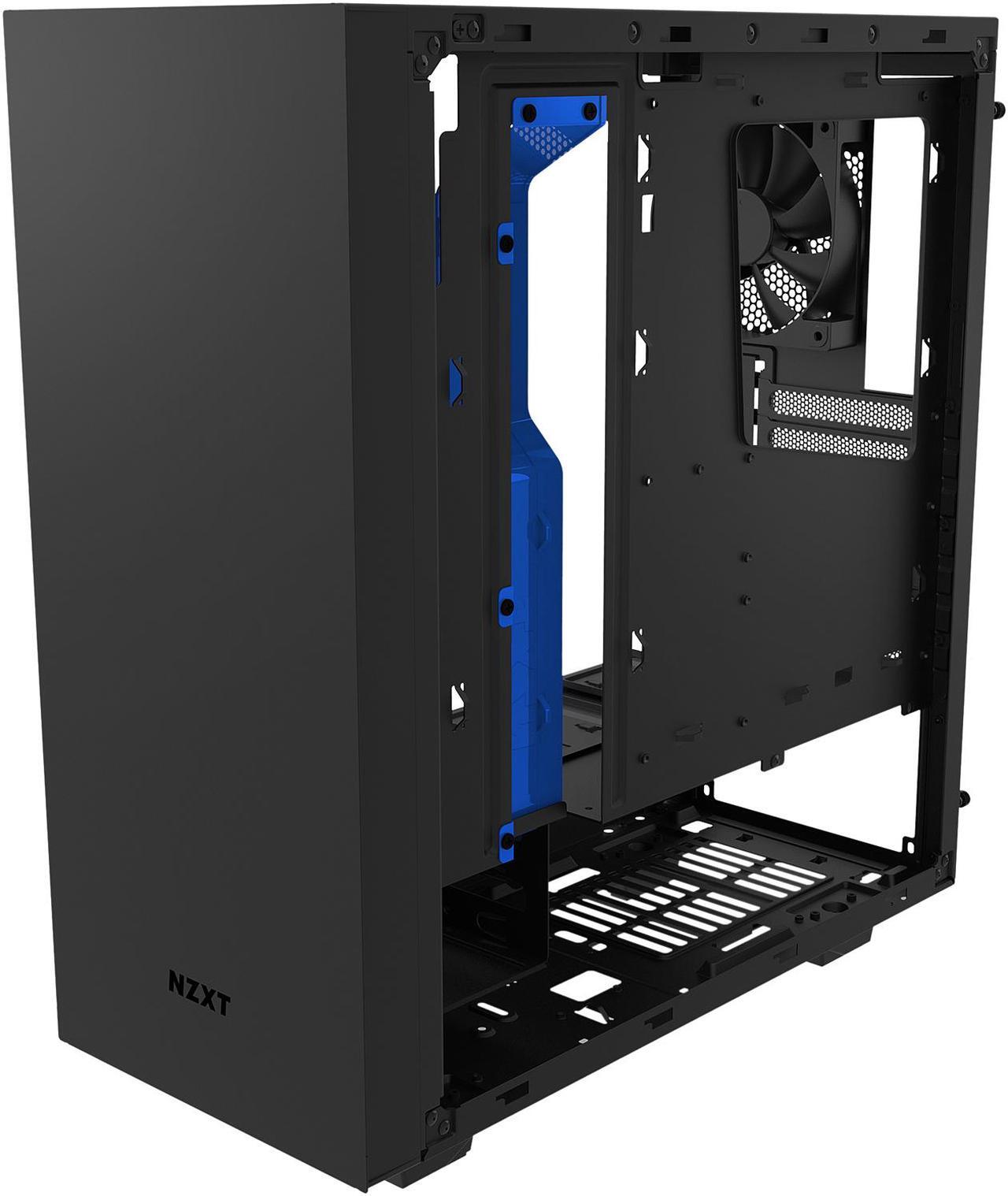 Alt view image 11 of 12 - NZXT S340 Matte Black/Blue Steel ATX Mid Tower Case