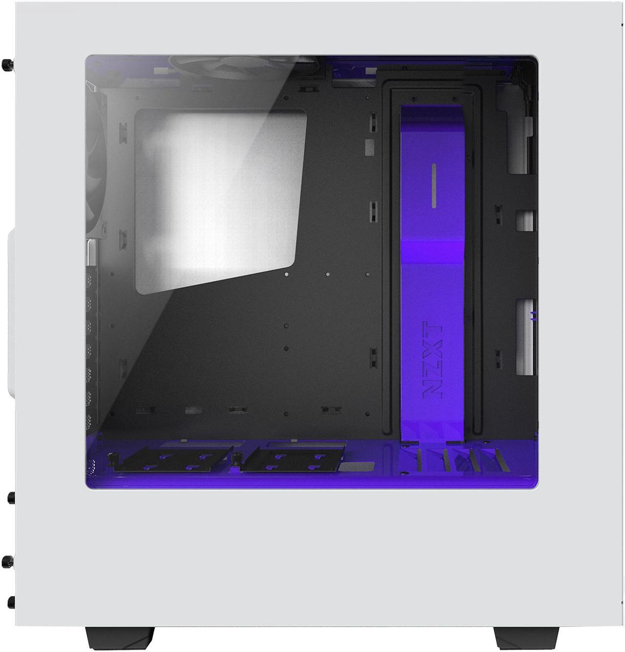 Alt view image 8 of 11 - NZXT S340 Matte White/Purple Steel ATX Mid Tower Case