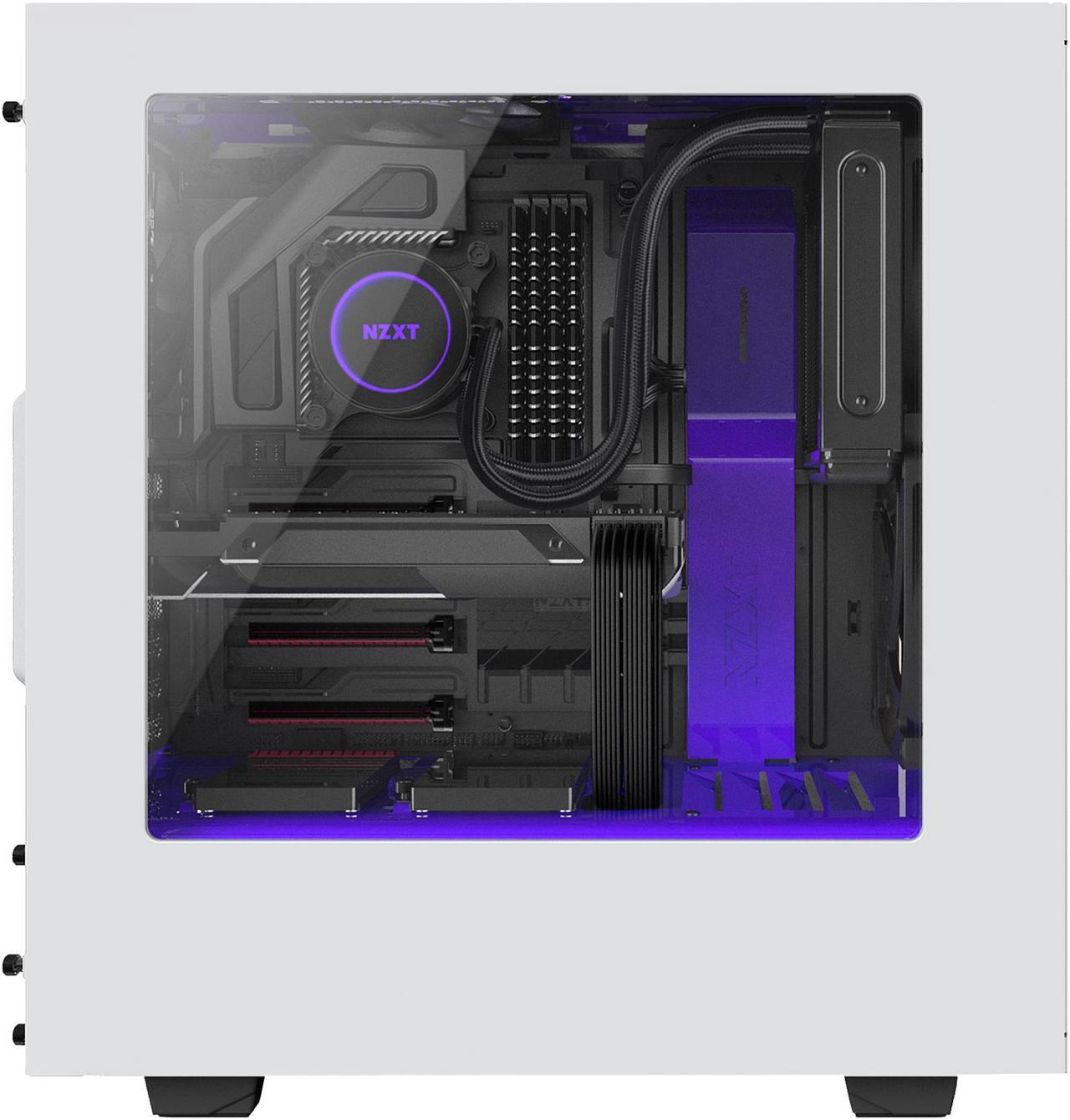 Alt view image 9 of 11 - NZXT S340 Matte White/Purple Steel ATX Mid Tower Case