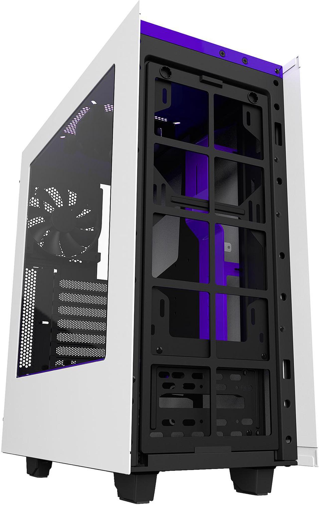 Alt view image 5 of 11 - NZXT S340 Matte White/Purple Steel ATX Mid Tower Case