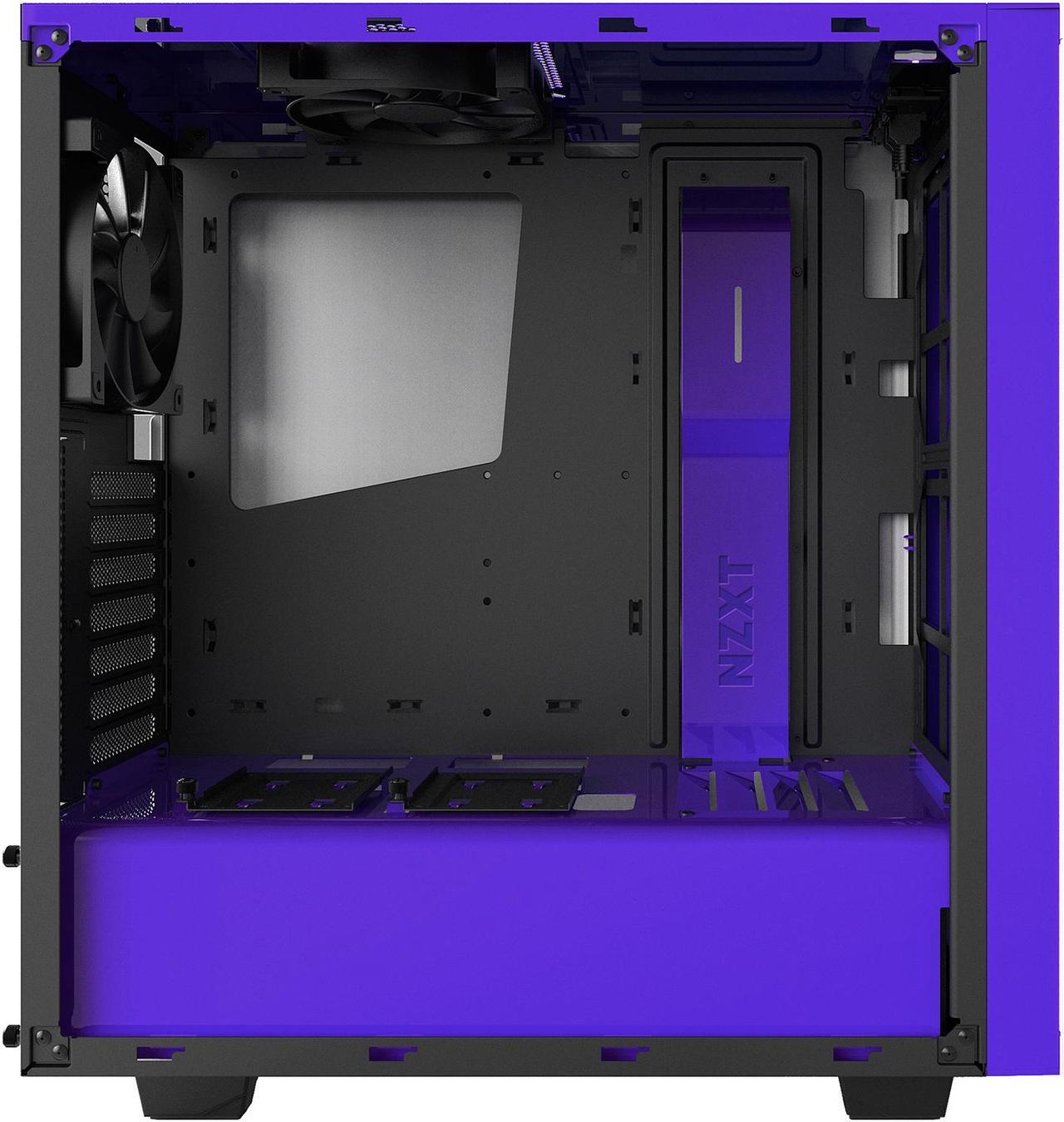 Alt view image 7 of 11 - NZXT S340 Matte White/Purple Steel ATX Mid Tower Case