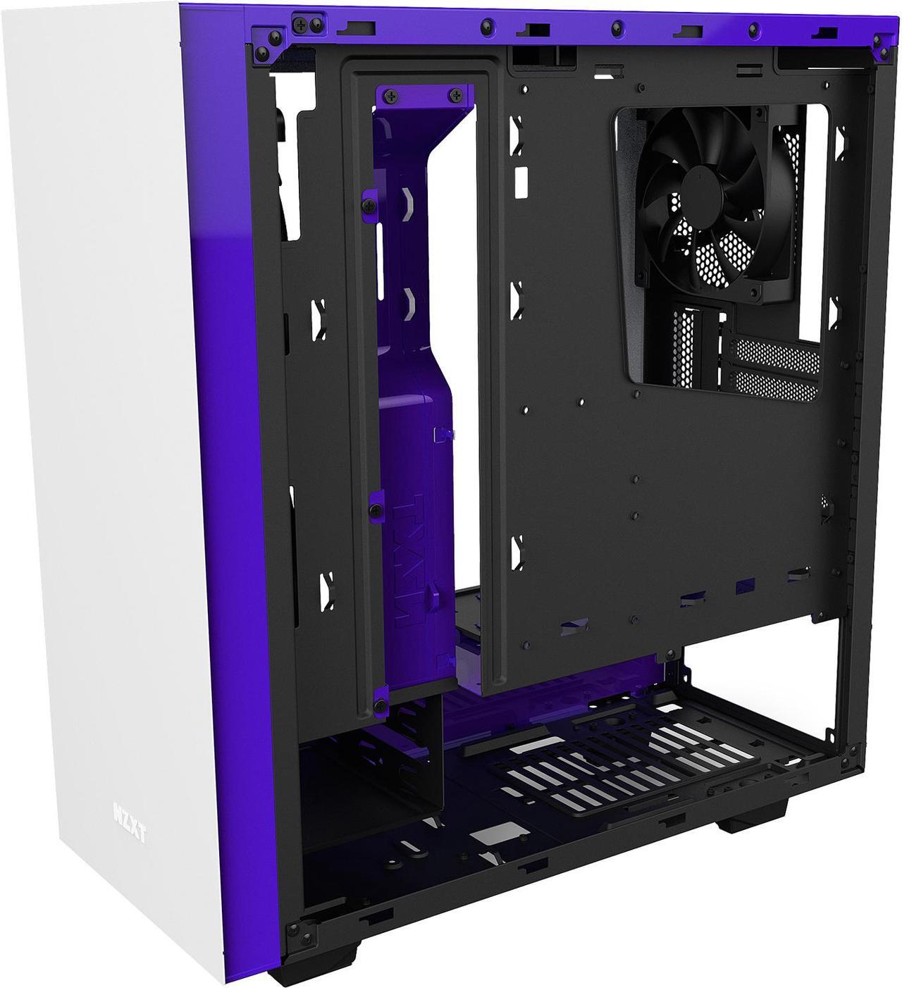 Alt view image 10 of 11 - NZXT S340 Matte White/Purple Steel ATX Mid Tower Case