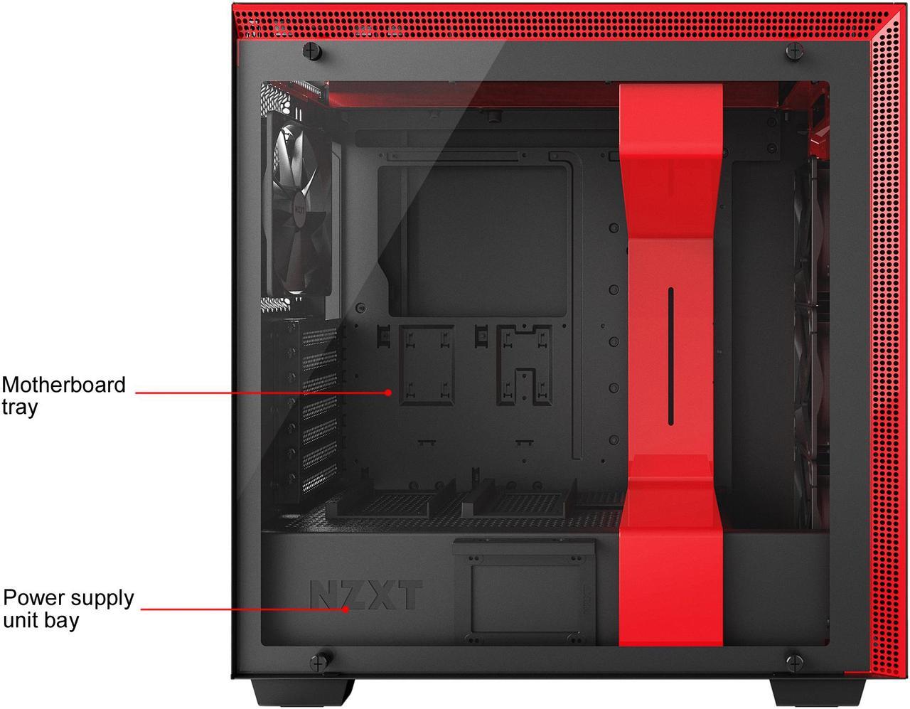 Alt view image 3 of 8 - NZXT H700i - ATX Mid-Tower PC Gaming Case - Tempered Glass Panel - Enhanced Cable Management System - Water-Cooling Ready - Black/Red