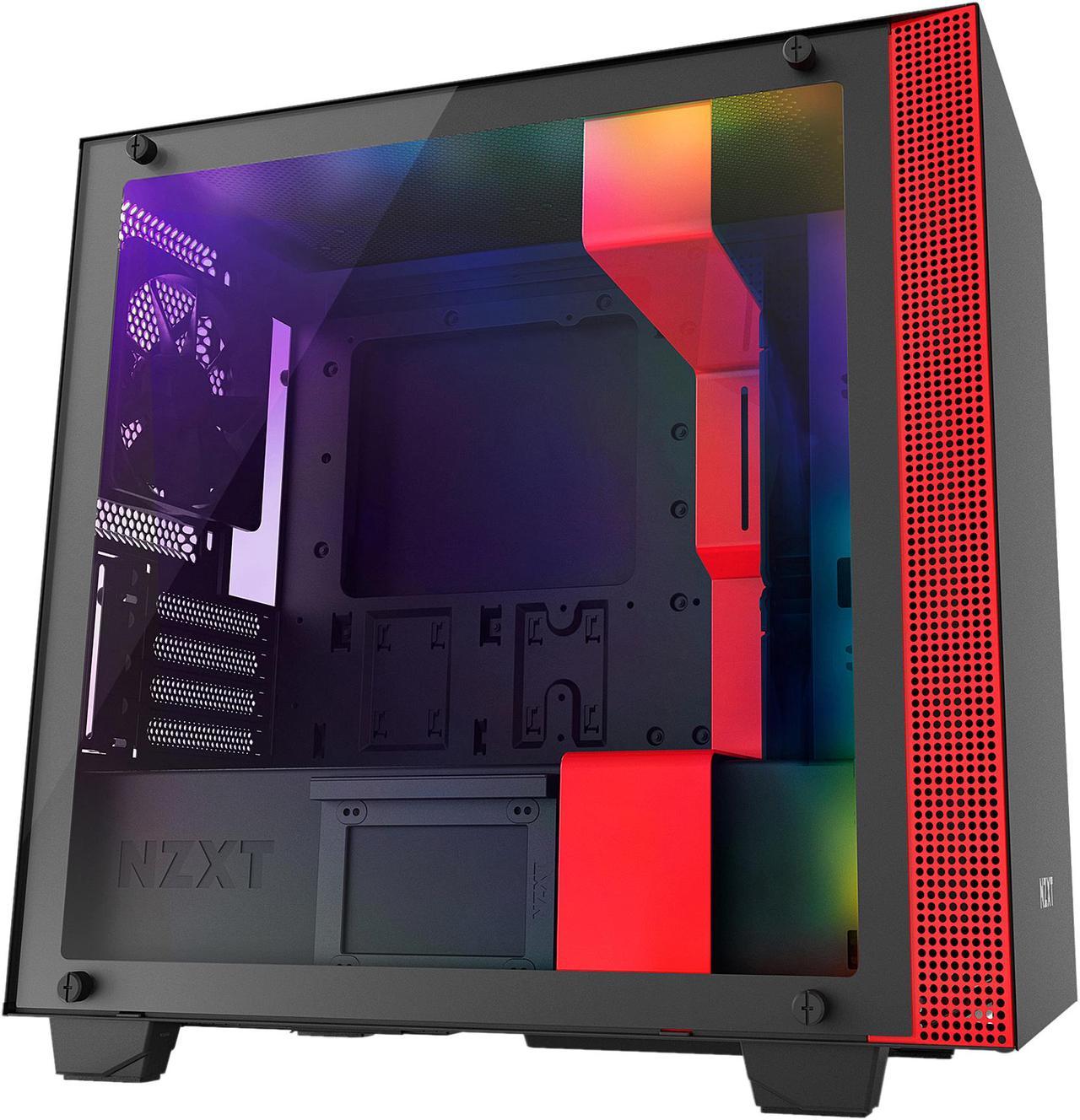 NZXT H400i - MicroATX PC Gaming Case - RGB Lighting and Fan Control - CAM-Powered Smart Device - Tempered Glass Panel - Enhanced Cable Management System - Water-Cooling Ready - Black/Red