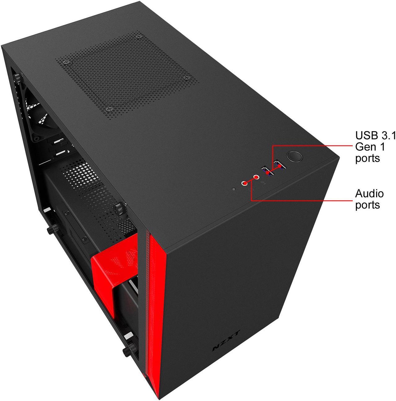 Alt view image 4 of 7 - NZXT H200i - Mini-ITX PC Gaming Case - RGB Lighting and Fan Control - CAM-Powered Smart Device - Tempered Glass Panel - Enhanced Cable Management System - Water-Cooling Ready - Black/Red