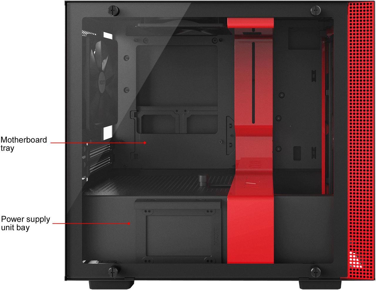 Alt view image 2 of 7 - NZXT H200i - Mini-ITX PC Gaming Case - RGB Lighting and Fan Control - CAM-Powered Smart Device - Tempered Glass Panel - Enhanced Cable Management System - Water-Cooling Ready - Black/Red