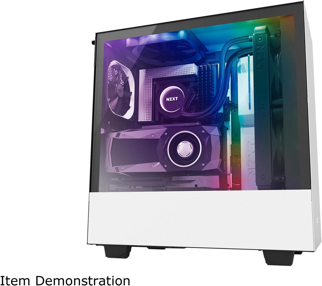 Alt view image 2 of 8 - NZXT H500i - Compact ATX Mid-Tower PC Gaming Case - RGB Lighting and Fan Control - CAM-Powered Smart Device - Tempered Glass Panel - Enhanced Cable Management System – Water-Cooling Ready - WHI/BLK