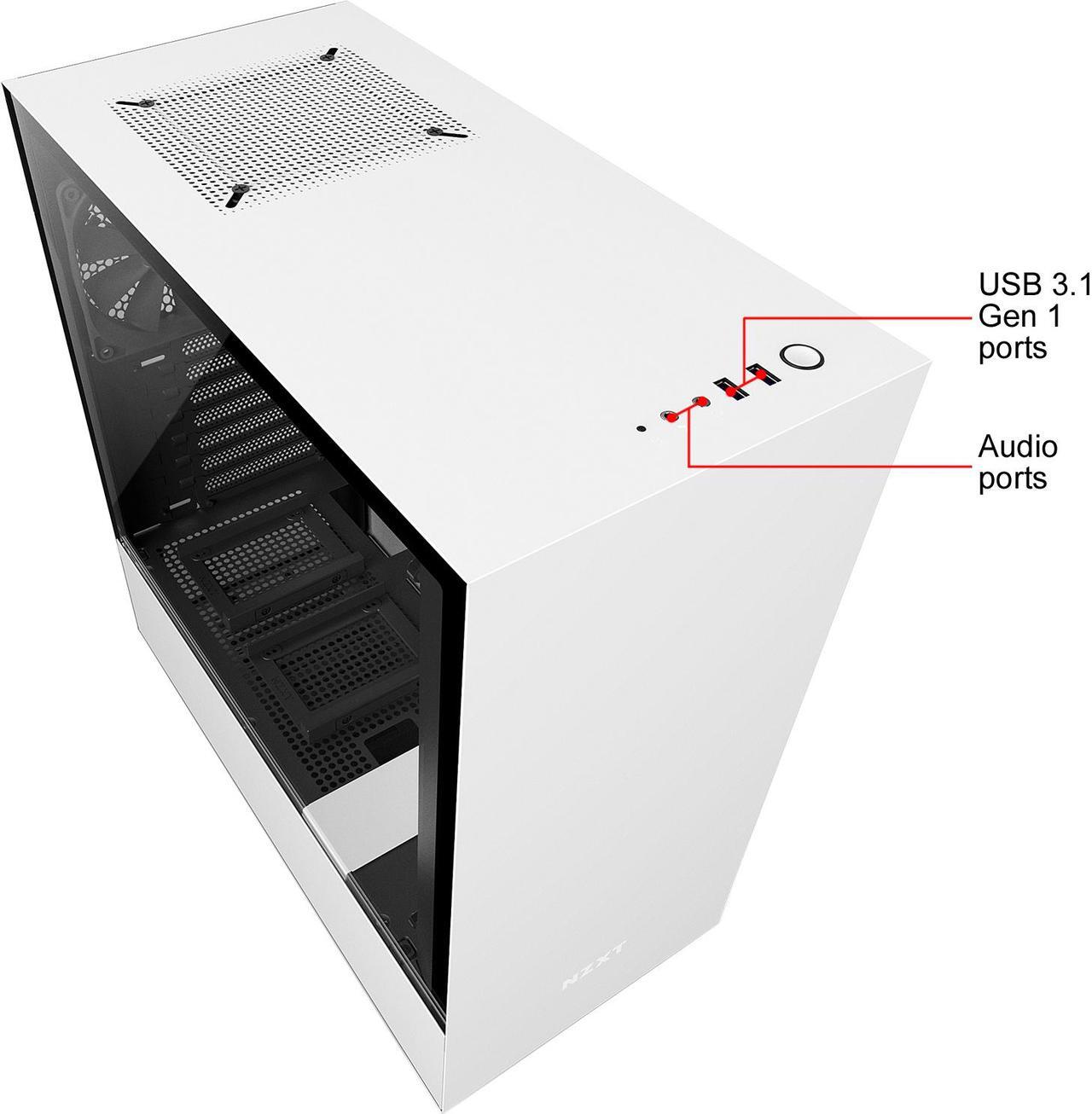 Alt view image 5 of 8 - NZXT H500i - Compact ATX Mid-Tower PC Gaming Case - RGB Lighting and Fan Control - CAM-Powered Smart Device - Tempered Glass Panel - Enhanced Cable Management System – Water-Cooling Ready - WHI/BLK