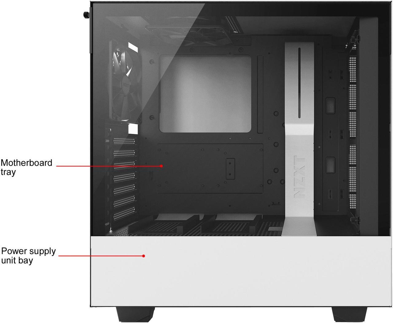 Alt view image 3 of 8 - NZXT H500i - Compact ATX Mid-Tower PC Gaming Case - RGB Lighting and Fan Control - CAM-Powered Smart Device - Tempered Glass Panel - Enhanced Cable Management System – Water-Cooling Ready - WHI/BLK